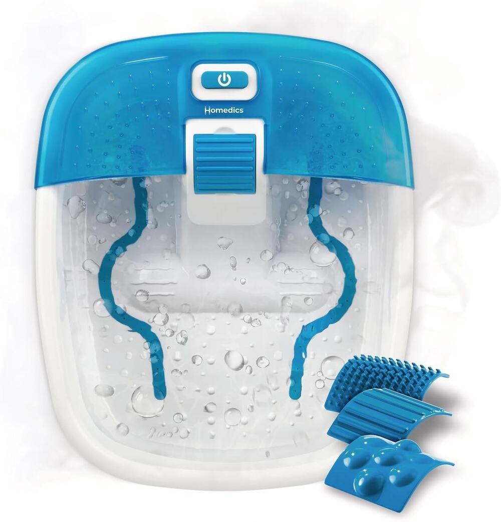NEW Homedics Bubble Bliss Deluxe Foot Spa Heat Water Massage Health 3 Attachment